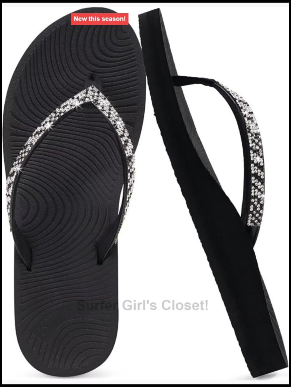 Women's Rhinestone Flip Flops Orthotic Arch Support Cushioned Yoga Mat Sandals